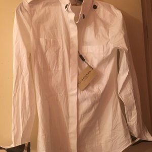 Burberry White Long Sleeve Button up Shirt
